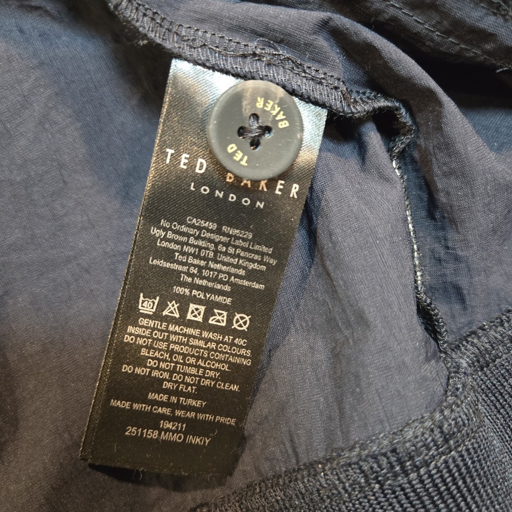 TED BAKER LONDON Bomber Jacket Coat Full Zip Up Men's Size 5 (L) Navy waterproof - Picture 13 of 13